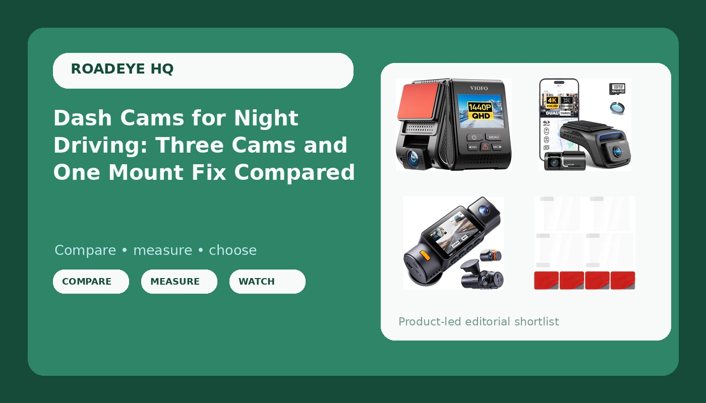 Dash Cams for Night Driving: Three Cams and One Mount Fix Compared