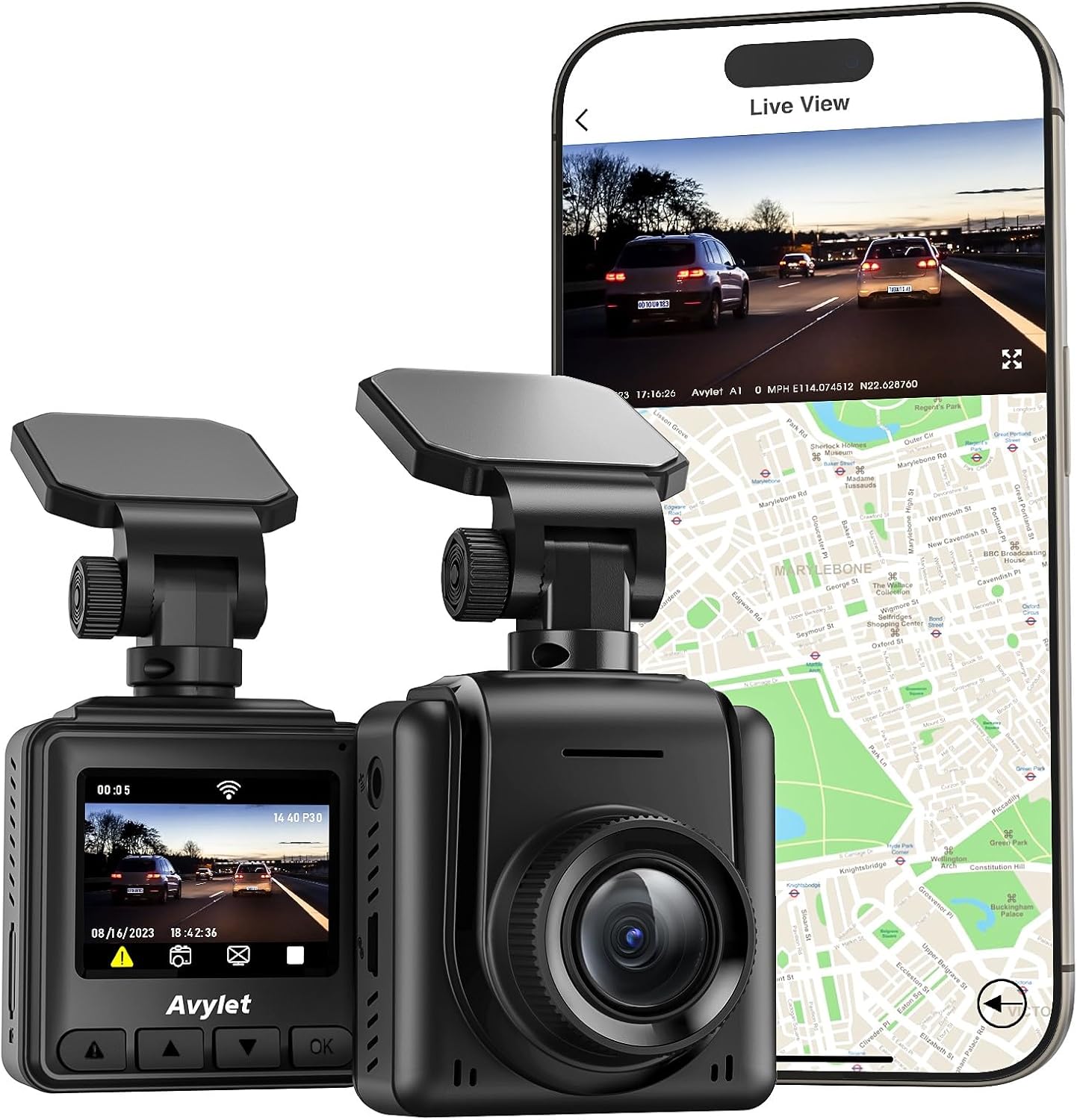 Dash Cam 2K WiFi External GPS (B0CKXMKRCS)