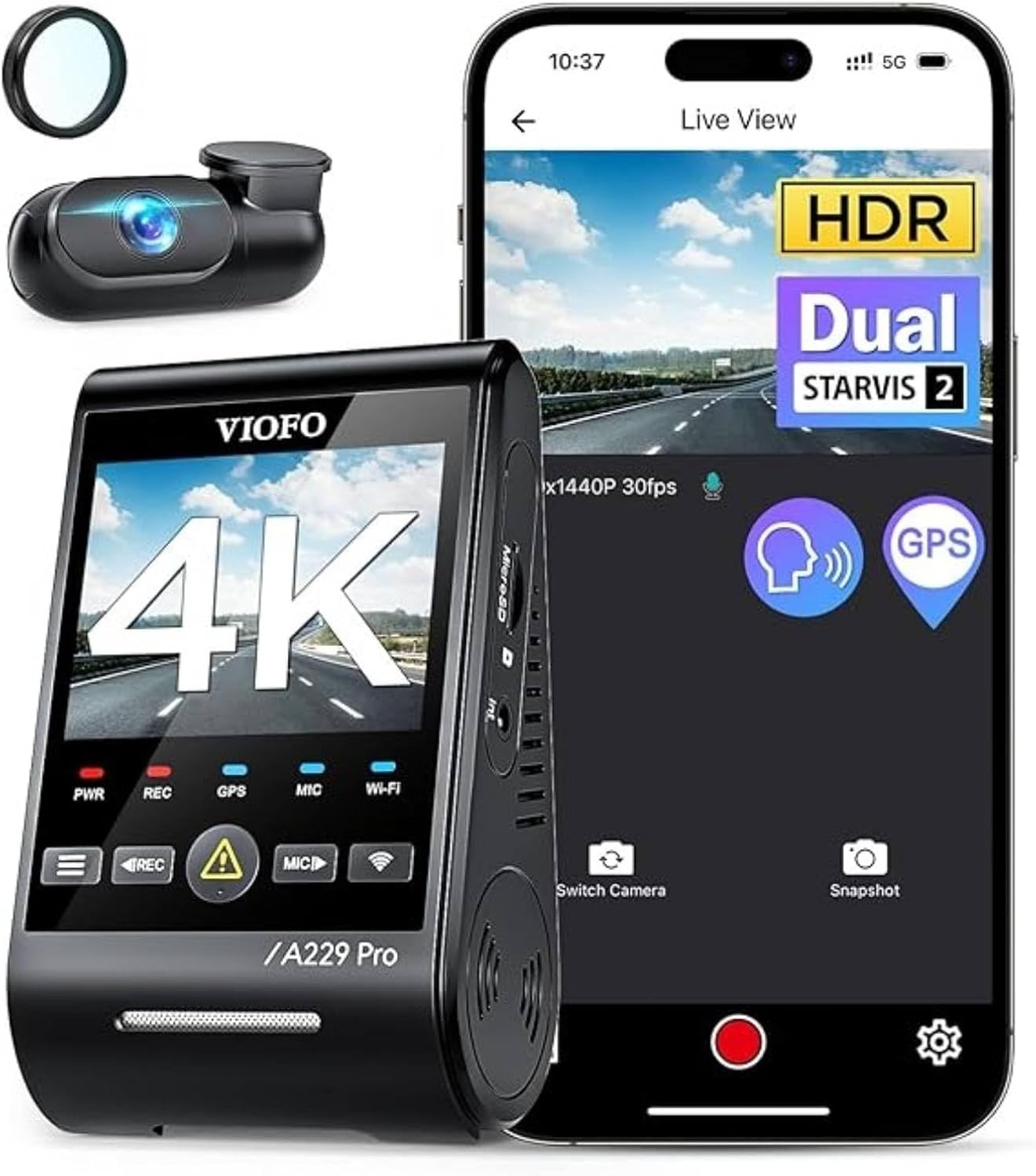 VIOFO A229 Pro 4K HDR dash cam front and rear
