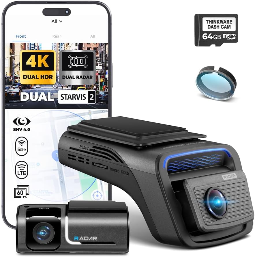 THINKWARE U3000 PRO Dash Cam 4K Front and 2K Rear, Dual STARVIS 2