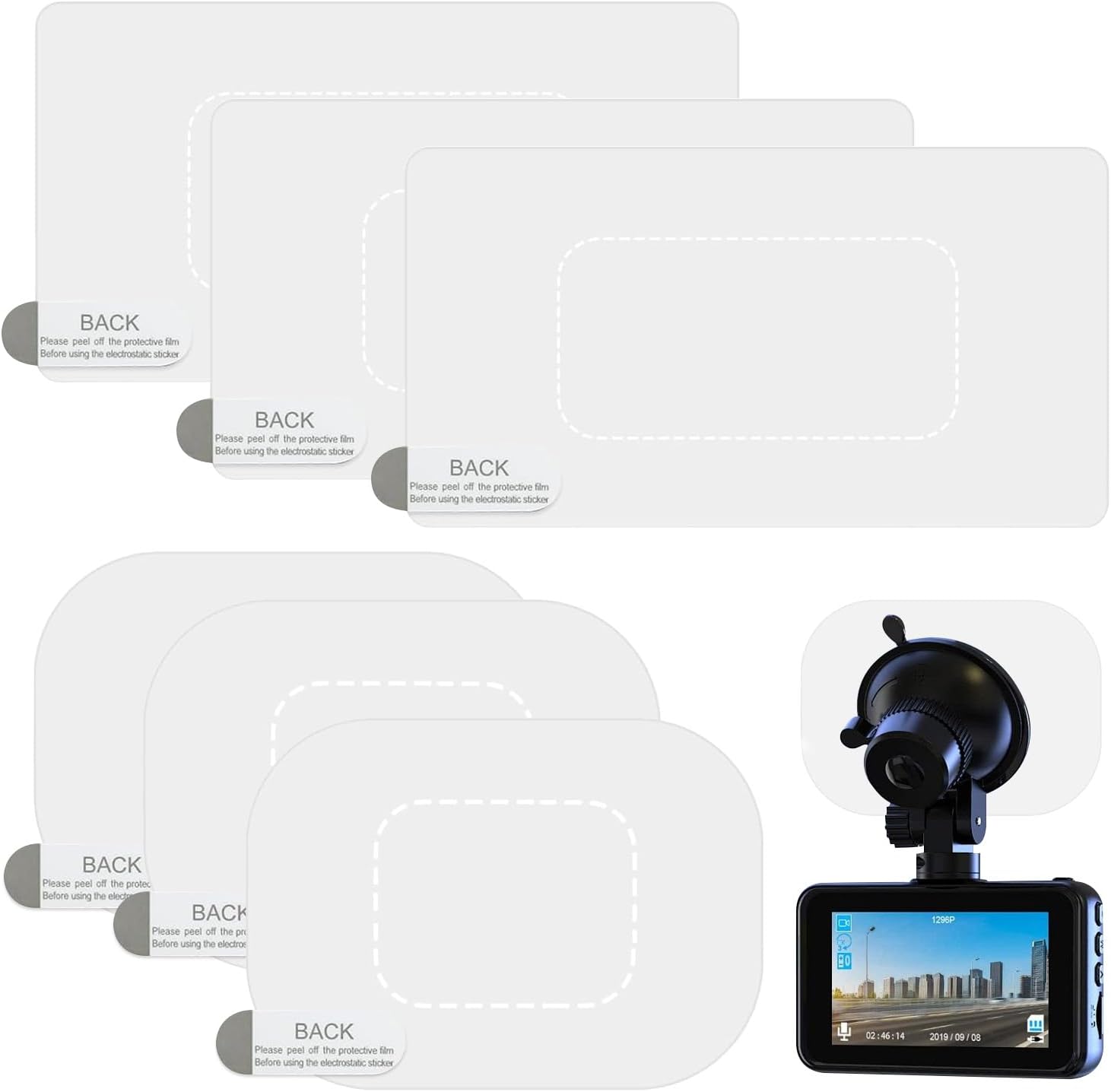6PCS Dashcam Windshield Sticker