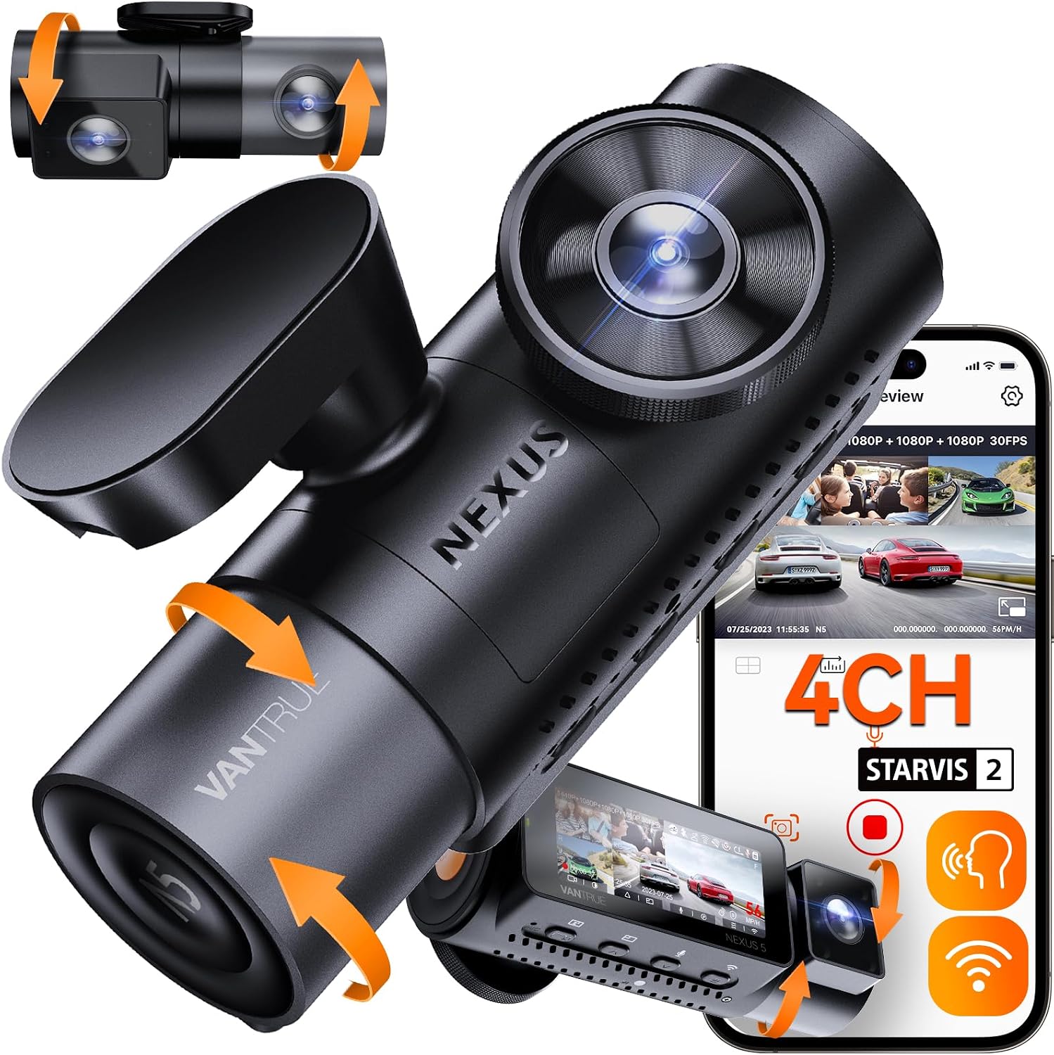 Vantrue N5 4 Channel WiFi 360° All Sides Dash Cam
